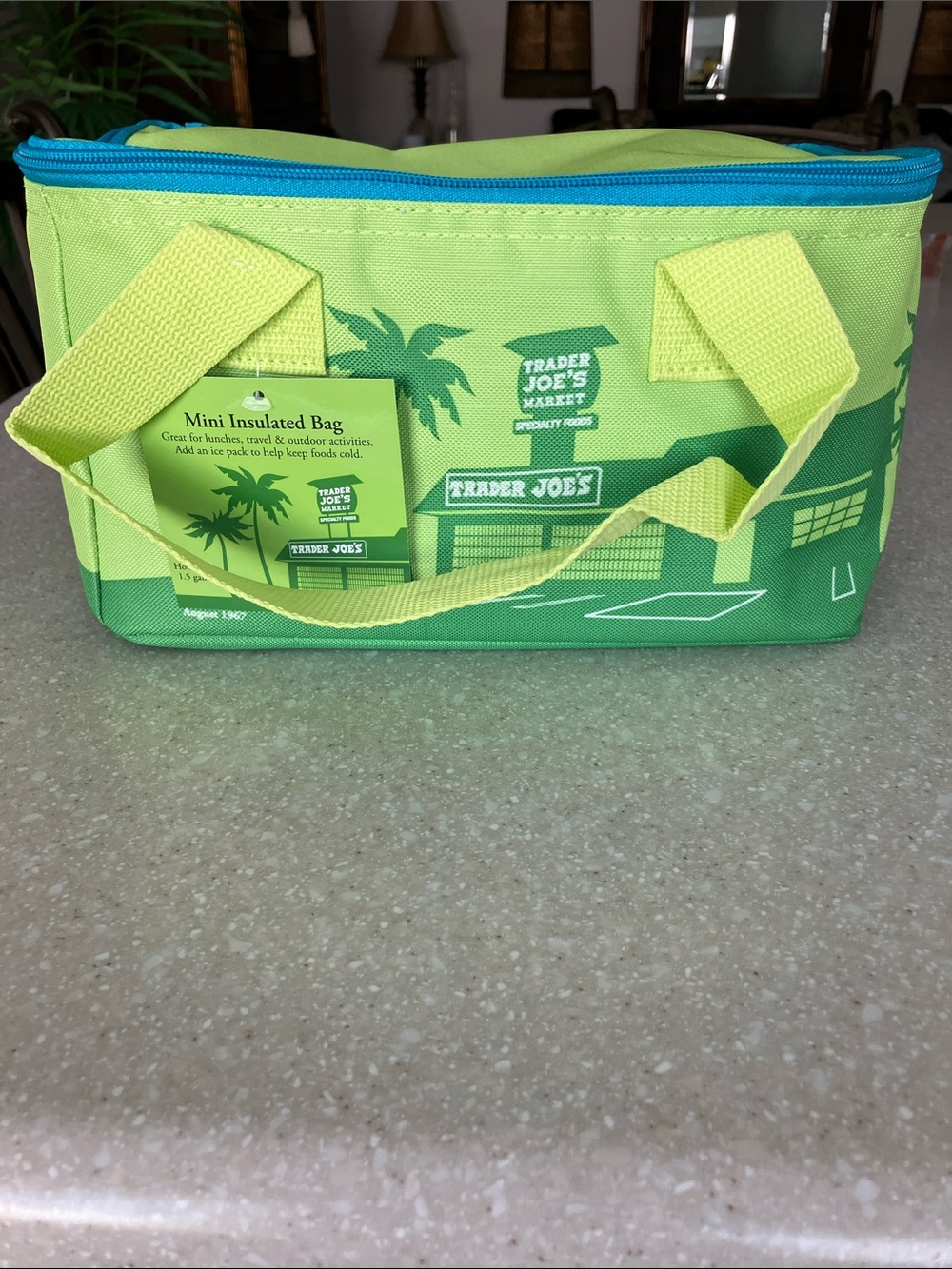 NWT Trader Joe's Mini Insulated Lunch Bag — Lime Green with Teal Trim